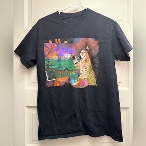 Spencer's Bob Ross Cat Painter Graphic Tee